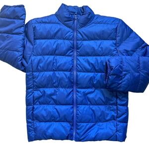 The Childrens Place Boys Blue Lightweight Puffer Jacket L 10/12 Full Zip Quilted